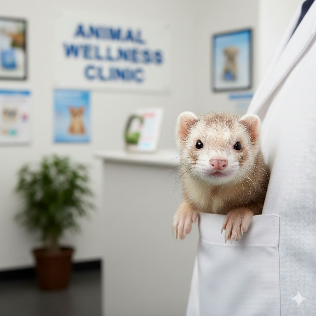 Ferret in the doctor's pocket
